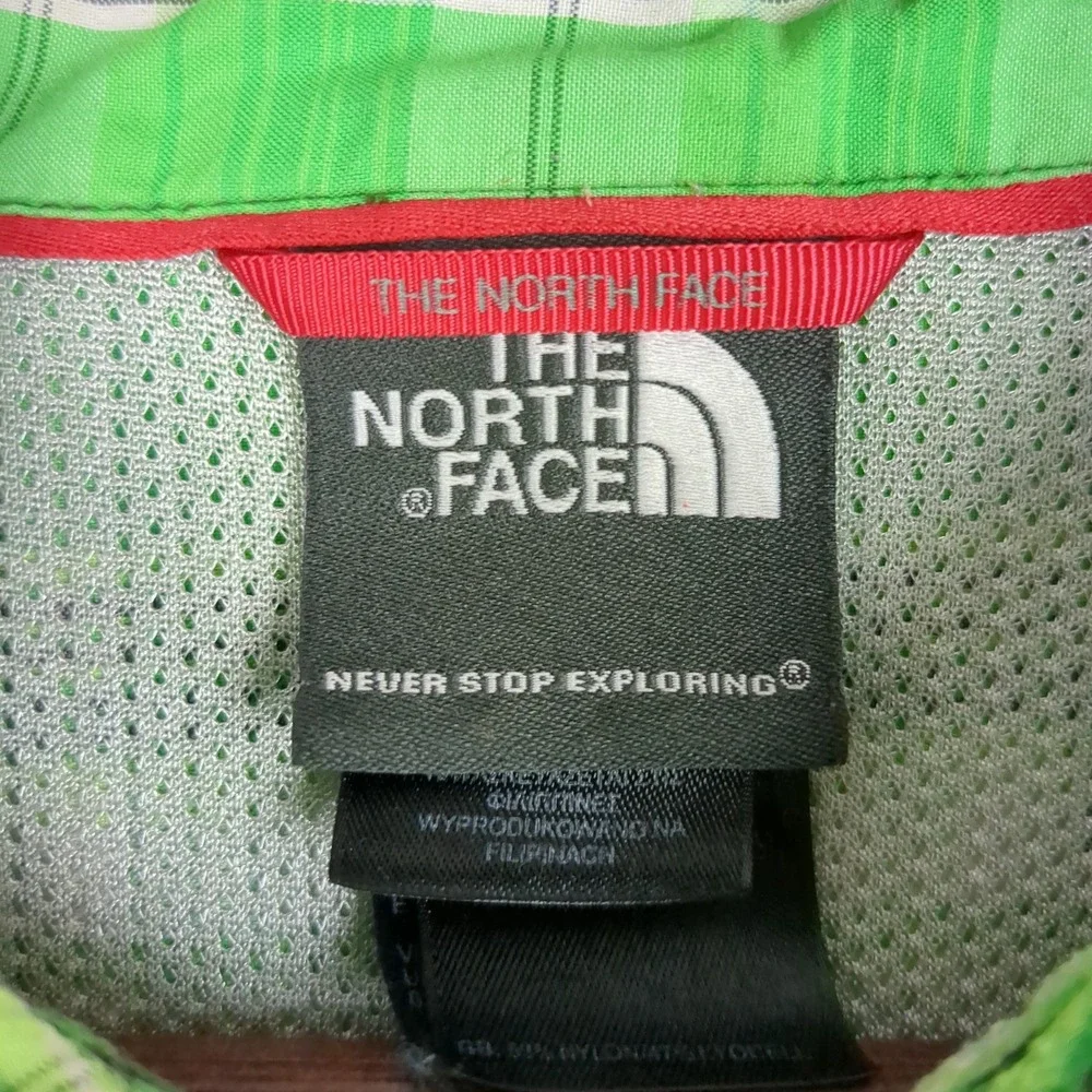 The North‎ Face Mens L G Short Sleeve Plaid Button Up Shirt Green White